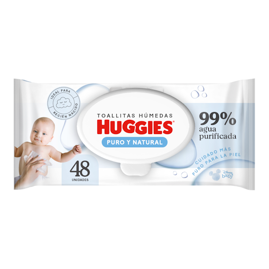 Toallitas húmedas Huggies Puro y Natural, 48 uds